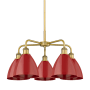 Innovations Lighting Ballston Dome 5 Light 26" Wide Chandelier Brushed Brass / Red