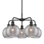 Innovations Lighting Athens Deco Swirl 5 Light 26" Wide Chandelier Matte Black / Light Smoke Deco Swirl