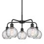 Innovations Lighting Athens Water Glass 5 Light 24" Wide Chandelier Matte Black / Clear Water Glass
