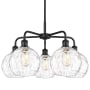Innovations Lighting Athens Water Glass 5 Light 26" Wide Chandelier Matte Black / Clear Water Glass