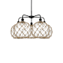 Innovations Lighting Farmhouse Rope 5 Light 29" Wide Chandelier Matte Black / Clear Glass with Brown Rope
