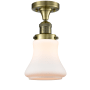 Innovations Lighting Bellmont Single Light 6" Wide Semi-Flush Ceiling Fixture Antique Brass / Matte White