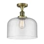 Innovations Lighting X-Large Bell 12" Wide Semi-Flush Ceiling Fixture with 12" Height Antique Brass / Seedy