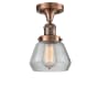 Innovations Lighting Fulton Single Light 7" Wide Semi-Flush Ceiling Fixture Antique Copper / Clear
