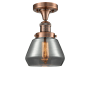 Innovations Lighting Fulton Single Light 7" Wide Semi-Flush Ceiling Fixture Antique Copper / Smoked