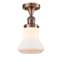 Innovations Lighting Bellmont Single Light 6" Wide Semi-Flush Ceiling Fixture Antique Copper / Matte White