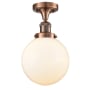 Innovations Lighting Beacon Single Light 8" Wide Semi-Flush Ceiling Fixture Antique Copper / Matte White Cased