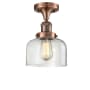 Innovations Lighting Large Bell 8" Wide Semi-Flush Ceiling Fixture Antique Copper / Clear