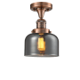 Innovations Lighting Large Bell 8" Wide Semi-Flush Ceiling Fixture Antique Copper / Smoked