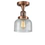 Innovations Lighting Large Bell 8" Wide Semi-Flush Ceiling Fixture Antique Copper / Seedy