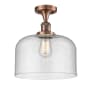 Innovations Lighting X-Large Bell 12" Wide Semi-Flush Ceiling Fixture with 12" Height Antique Copper / Seedy