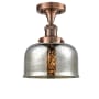 Innovations Lighting Large Bell 8" Wide Semi-Flush Ceiling Fixture Antique Copper / Silver Mercury