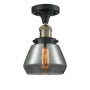 Innovations Lighting Fulton Single Light 7" Wide Semi-Flush Ceiling Fixture Black Antique Brass / Plated Smoked