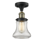 Innovations Lighting Bellmont Single Light 6" Wide Semi-Flush Ceiling Fixture Black Antique Brass / Clear