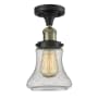 Innovations Lighting Bellmont Single Light 6" Wide Semi-Flush Ceiling Fixture Black Antique Brass / Seedy