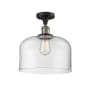 Innovations Lighting X-Large Bell 12" Wide Semi-Flush Ceiling Fixture with 12" Height Black Antique Brass / Clear