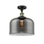 Innovations Lighting X-Large Bell 12" Wide Semi-Flush Ceiling Fixture with 12" Height Black Antique Brass / Plated Smoke