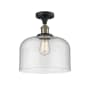 Innovations Lighting X-Large Bell 12" Wide Semi-Flush Ceiling Fixture with 12" Height Black Antique Brass / Seedy