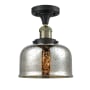 Innovations Lighting Large Bell 8" Wide Semi-Flush Ceiling Fixture Black Antique Brass / Silver Mercury