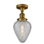Innovations Lighting Geneseo Single Light 6-1/2" Wide Semi-Flush Ceiling Fixture Brushed Brass / Clear Crackle