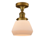 Innovations Lighting Fulton Single Light 7" Wide Semi-Flush Ceiling Fixture Brushed Brass / Matte White Cased