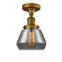 Innovations Lighting Fulton Single Light 7" Wide Semi-Flush Ceiling Fixture Brushed Brass / Smoked