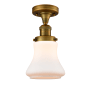 Innovations Lighting Bellmont Single Light 6" Wide Semi-Flush Ceiling Fixture Brushed Brass / Matte White