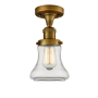 Innovations Lighting Bellmont Single Light 6" Wide Semi-Flush Ceiling Fixture Brushed Brass / Clear