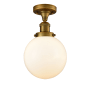 Innovations Lighting Beacon Single Light 8" Wide Semi-Flush Ceiling Fixture Brushed Brass / Matte White Cased