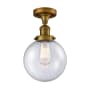 Innovations Lighting Beacon Single Light 8" Wide Semi-Flush Ceiling Fixture Brushed Brass / Seedy