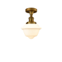 Innovations Lighting Small Oxford Single Light 8" Wide Semi-Flush Ceiling Fixture Brushed Brass / Matte White Cased