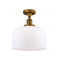 Innovations Lighting X-Large Bell 12" Wide Semi-Flush Ceiling Fixture with 12" Height Brushed Brass / Matte White