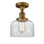Innovations Lighting Large Bell 8" Wide Semi-Flush Ceiling Fixture Brushed Brass / Clear