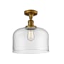 Innovations Lighting X-Large Bell 12" Wide Semi-Flush Ceiling Fixture with 12" Height Brushed Brass / Clear