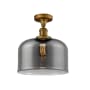 Innovations Lighting X-Large Bell 12" Wide Semi-Flush Ceiling Fixture with 12" Height Brushed Brass / Plated Smoke