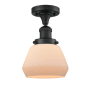 Innovations Lighting Fulton Single Light 7" Wide Semi-Flush Ceiling Fixture Matte Black / Matte White Cased