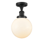 Innovations Lighting Beacon Single Light 8" Wide Semi-Flush Ceiling Fixture Matte Black / Matte White Cased