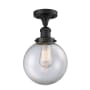 Innovations Lighting Beacon Single Light 8" Wide Semi-Flush Ceiling Fixture Matte Black / Clear
