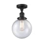 Innovations Lighting Beacon Single Light 8" Wide Semi-Flush Ceiling Fixture Matte Black / Seedy