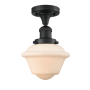 Innovations Lighting Small Oxford Single Light 8" Wide Semi-Flush Ceiling Fixture Matte Black / Matte White Cased