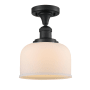 Innovations Lighting Large Bell 8" Wide Semi-Flush Ceiling Fixture Matte Black / Matte White Cased
