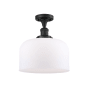 Innovations Lighting X-Large Bell 12" Wide Semi-Flush Ceiling Fixture with 12" Height Matte Black / Matte White