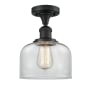 Innovations Lighting Large Bell 8" Wide Semi-Flush Ceiling Fixture Matte Black / Clear