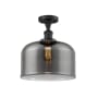 Innovations Lighting X-Large Bell 12" Wide Semi-Flush Ceiling Fixture with 12" Height Matte Black / Plated Smoke