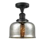 Innovations Lighting Large Bell 8" Wide Semi-Flush Ceiling Fixture Matte Black / Silver Mercury