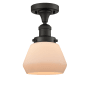 Innovations Lighting Fulton Single Light 7" Wide Semi-Flush Ceiling Fixture Oiled Rubbed Bronze / Matte White Cased