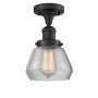 Innovations Lighting Fulton Single Light 7" Wide Semi-Flush Ceiling Fixture Oiled Rubbed Bronze / Clear