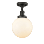 Innovations Lighting Beacon Single Light 8" Wide Semi-Flush Ceiling Fixture Oil Rubbed Bronze / Matte White Cased