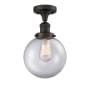 Innovations Lighting Beacon Single Light 8" Wide Semi-Flush Ceiling Fixture Oil Rubbed Bronze / Clear