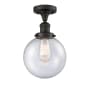 Innovations Lighting Beacon Single Light 8" Wide Semi-Flush Ceiling Fixture Oil Rubbed Bronze / Seedy